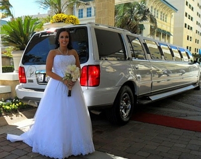 Bride in Front of Limo 